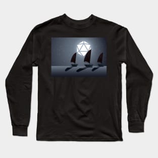 Sailing Under Polyhedral D20 Dice Moon Long Sleeve T-Shirt